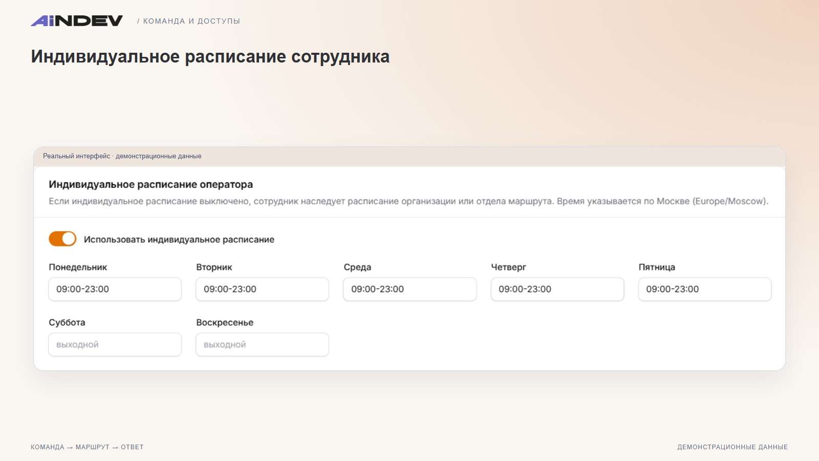 Индивидуальное расписание сотрудника